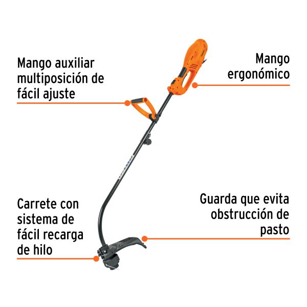 Desbrozadora eléctrica 1000 W mango "D", 14" corte, Truper