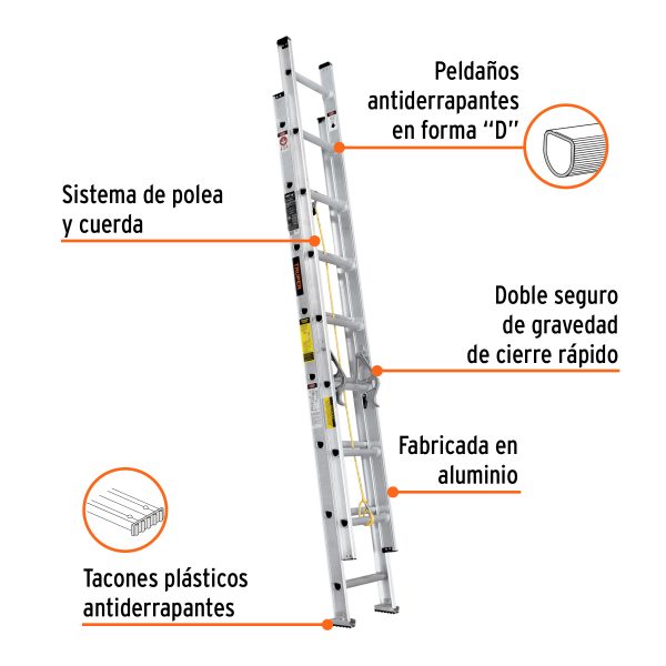 Escalera de extensión, tipo III, 16 peldaños (ESE-16)