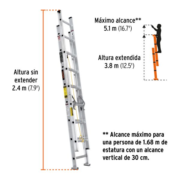 Escalera de extensión, tipo III, 16 peldaños (ESE-16)