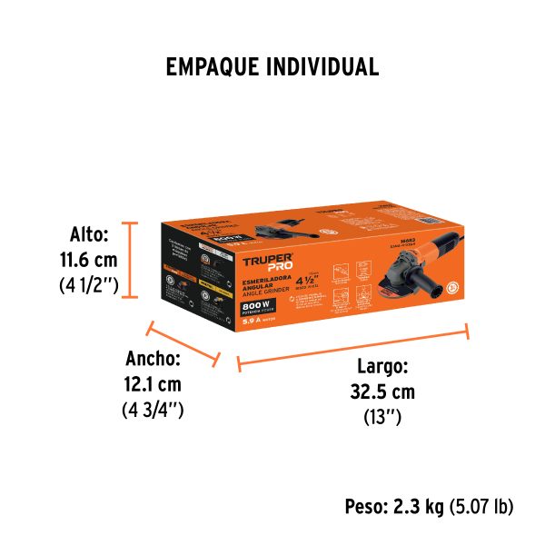 Esmeriladora angular 4-1/2" 800 W profesional (16683)