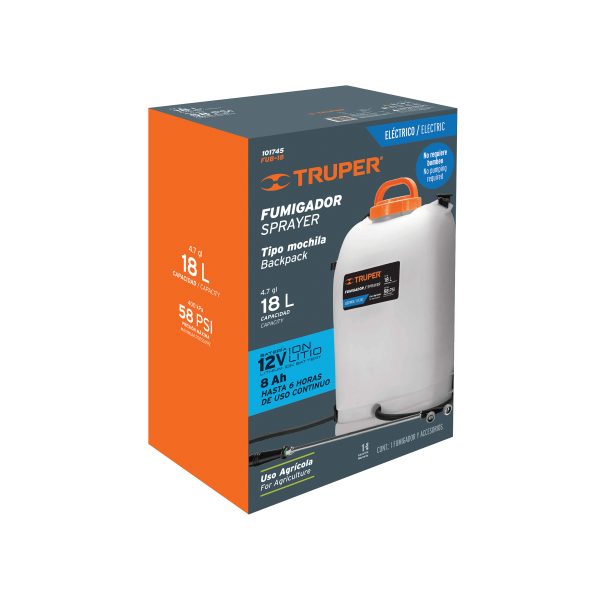 Fumigador de 18 L eléctrico con batería ion litio de 12 V