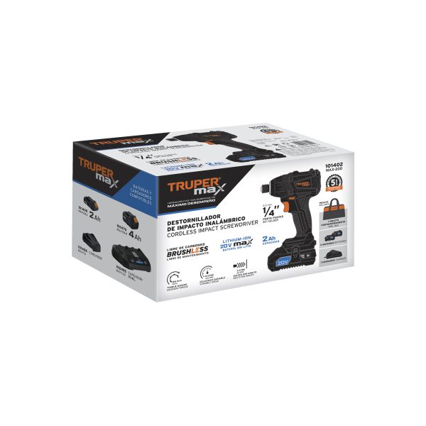 Destornillador de impacto, 20V, 2 baterías 2Ah, MAX