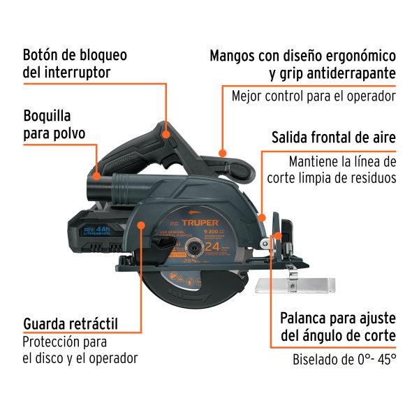 Sierra circular 6-1/2", 20V, 1 batería 4Ah, MAX