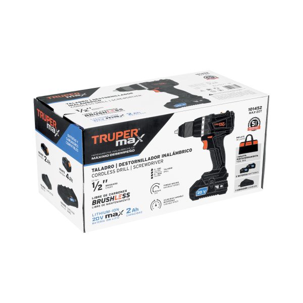 Taladro inalámbrico 1/2", 20V, sin carbones (MAX-20T)