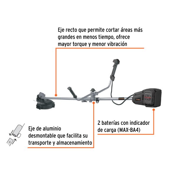 Desbrozadora inalámbrica 40V, sin carbones, TRUPER MAX