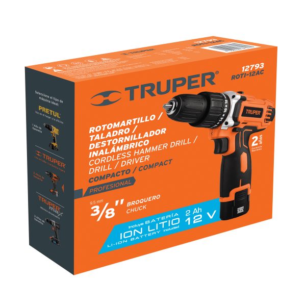 Rotomartillo inalámbrico compacto 12V 3/8" Truper Pro