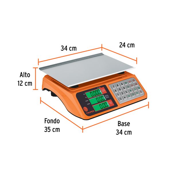 Báscula electrónica multifunciones 40 kg USB, Truper
