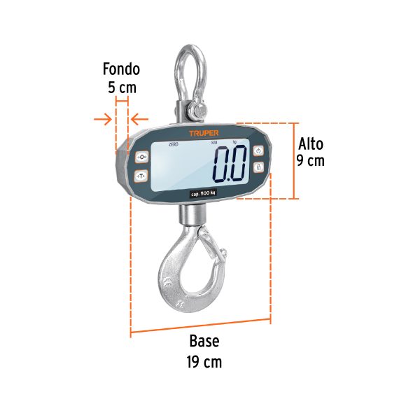 Báscula electrónica colgante, recargable, 500 kg, Truper