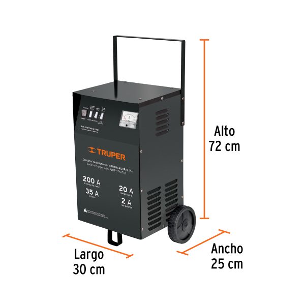 Cargador c/arrancador de 200 A para baterías de 12 V, TRUPER