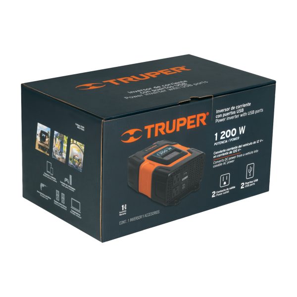 Inversor de corriente de 1200 W con puertos USB, Truper