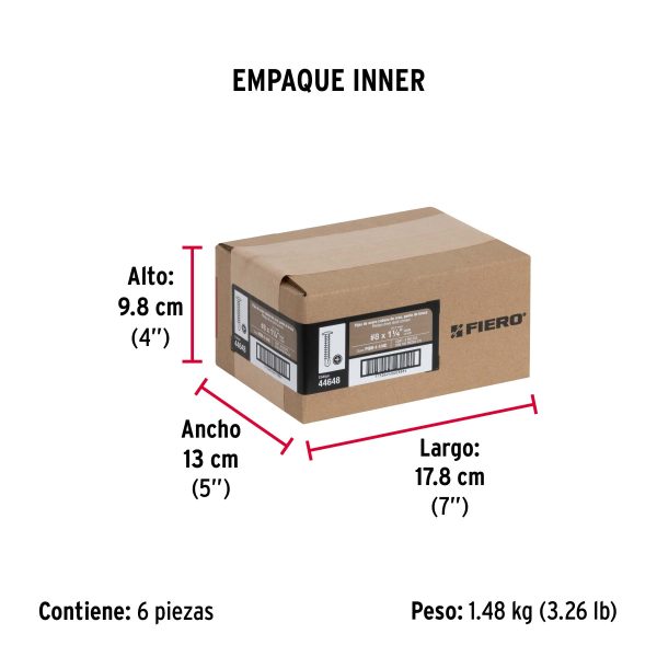 Bolsa con 100 pijas cabeza cruz, punta de broca 1-1/4"