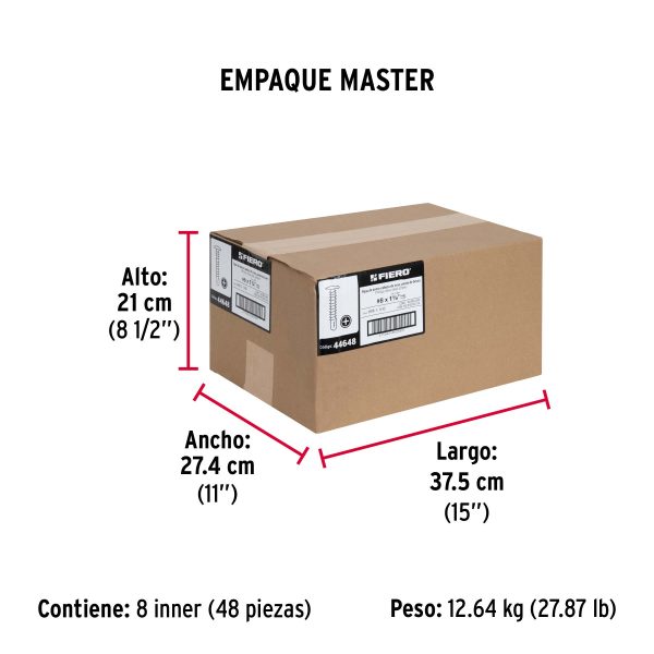 Bolsa con 100 pijas cabeza cruz, punta de broca 1-1/4"