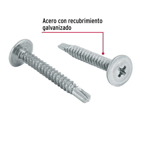 Bolsa con 100 pijas cabeza cruz, punta de broca 1-1/4"