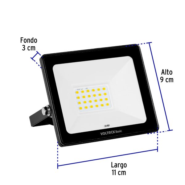 Reflector ultra delgado LED 20 W luz de día, Volteck Basic