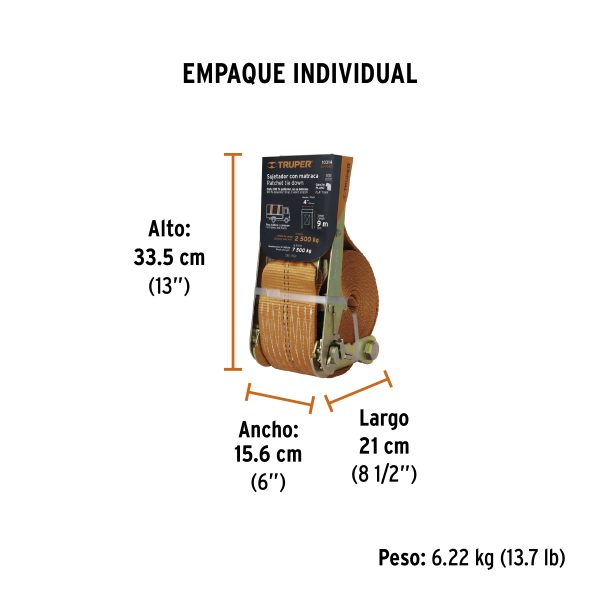 Sujetador con matraca carga máxima 7500 kg, Truper