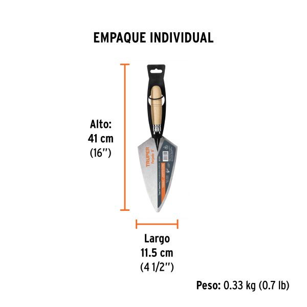 Cuchara para albañil 9" forjada tipo Filadelfia, TRUPER