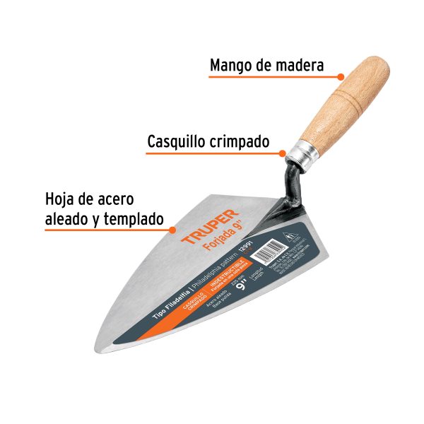 Cuchara para albañil 9" forjada tipo Filadelfia, TRUPER
