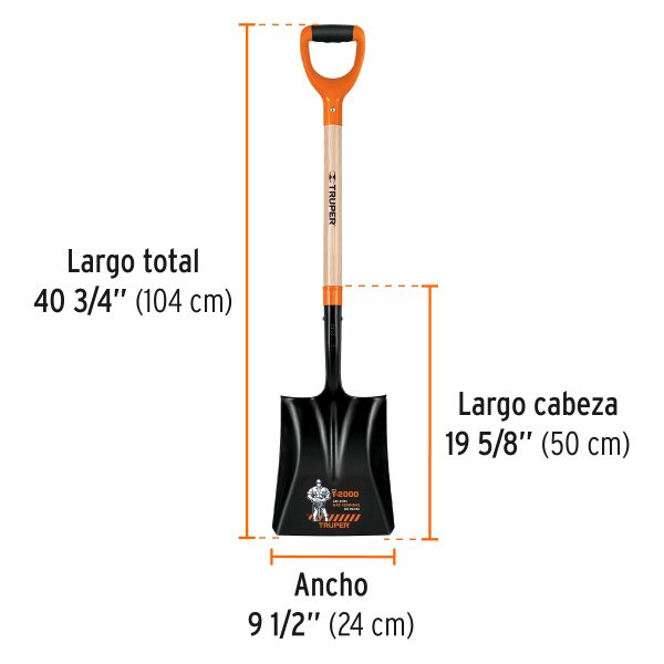 Pala cuadrada T-2000, puño "Y", Truper