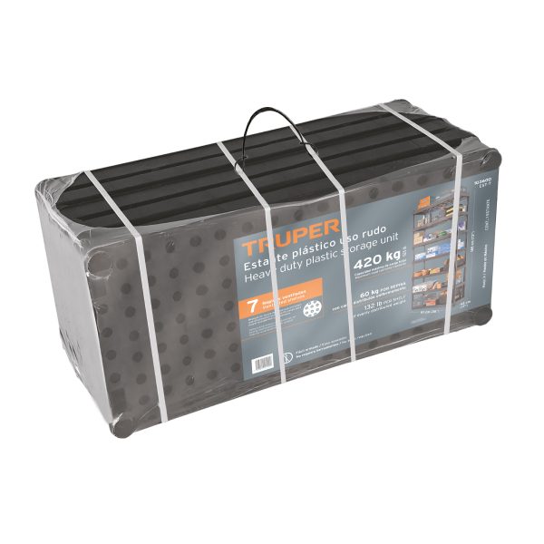 Estante plástico uso rudo 7 rep/cap. 70 Kg, 185x43x91,TRUPER