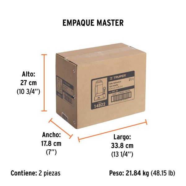 Gato hidráulico de botella de 21Ton, Truper