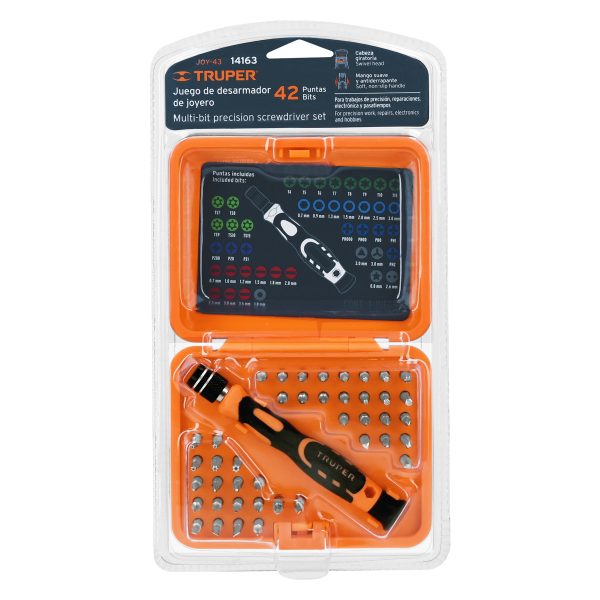 Desarmador de precisión con 42 puntas intercambiables.