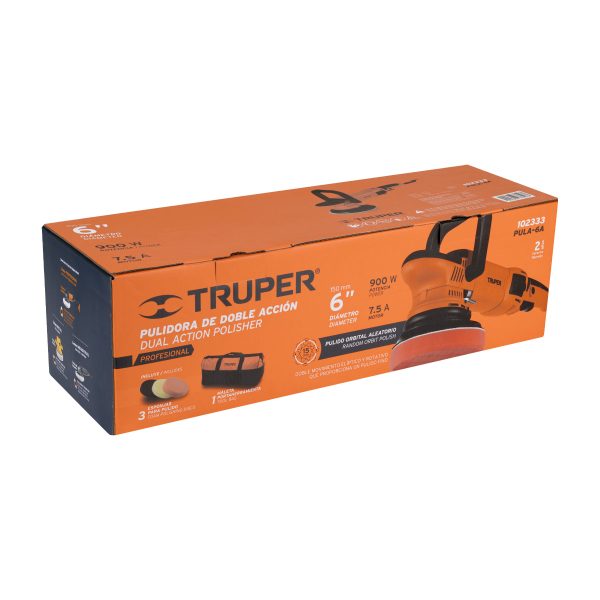 Pulidora doble acción 6", 900W, TRUPER PRO