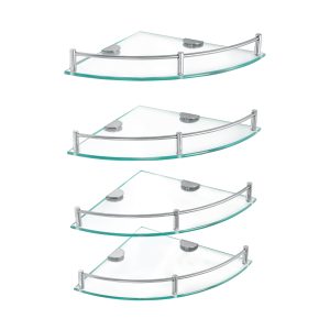 Juego de 4 repisas esquineras de vidrio, FOSET
