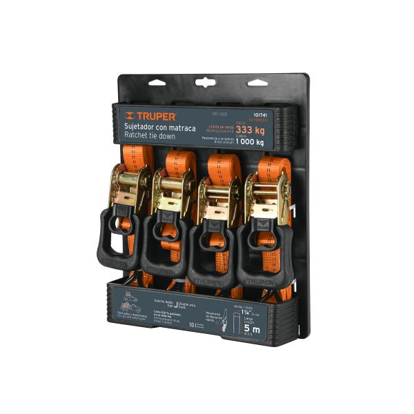 Juego de 4 sujetadores con matraca carga máxima 1000 kg