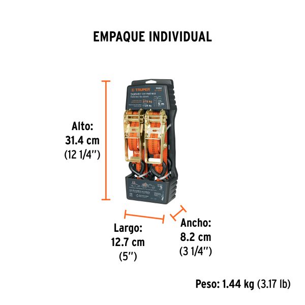 Juego de 2 sujetadores con matraca carga máxima 1125 kg