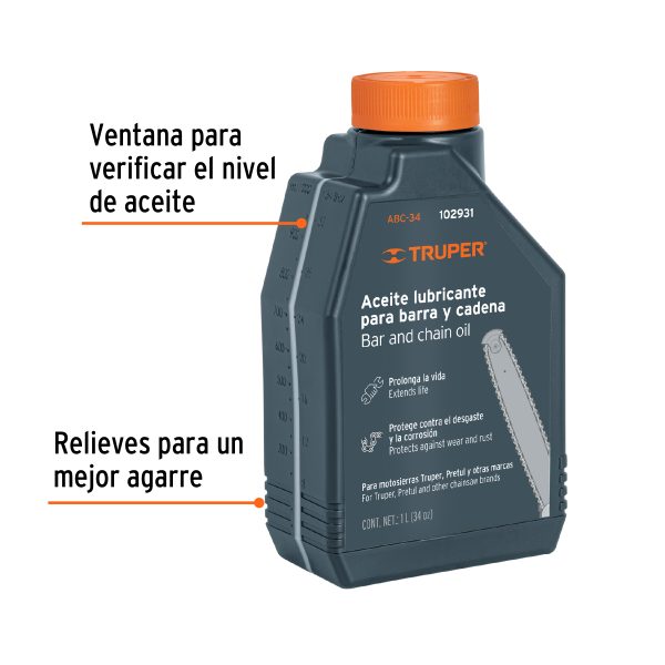 Aceite lubricante para barra y cadena de motosierra, TRUPER
