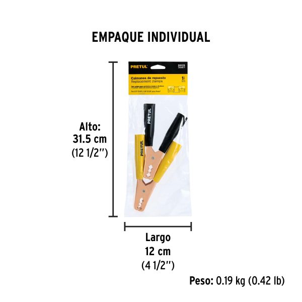 Caballete con 2 caimanes para cables pasa corriente, Pretul
