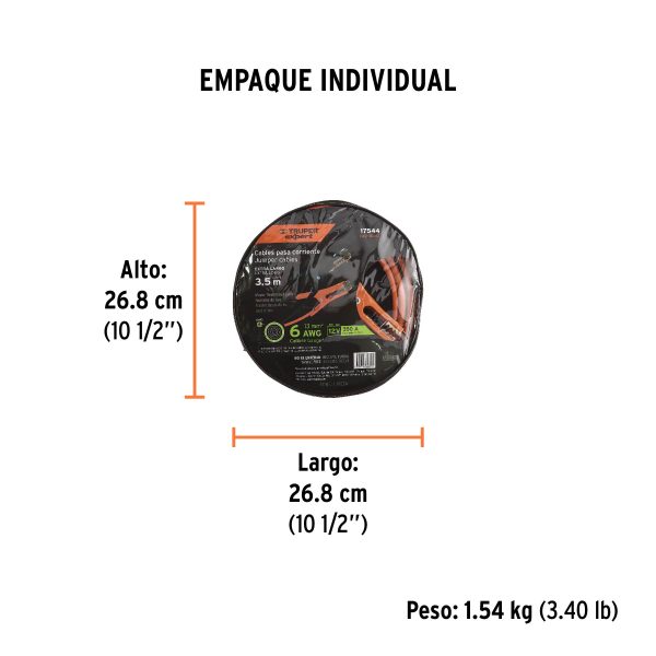 Cables pasa corriente 3,5 m, 350 A, 6 AWG, con funda, Expert