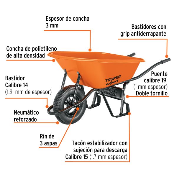 Carretilla 6ft3 Expert plástica, neumá.