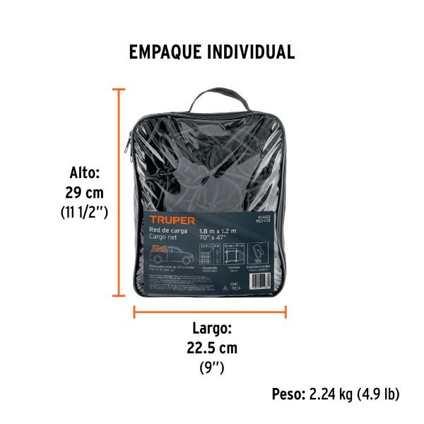 Red de carga 1.80 m x 1.20 m para camioneta, 1.5 Ton, Truper