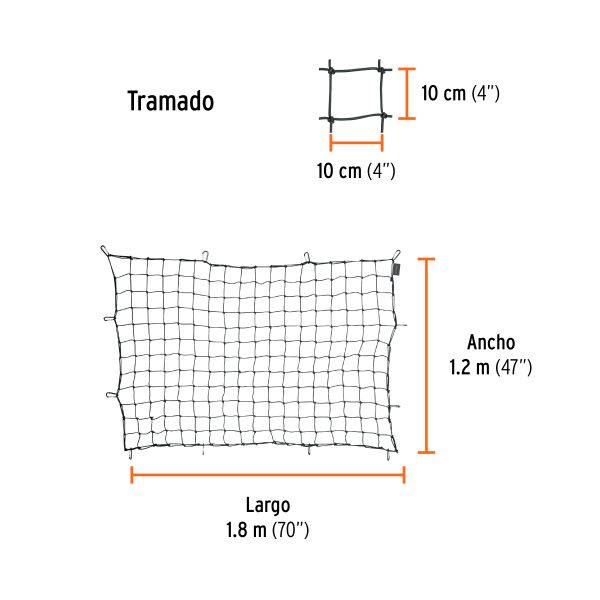 Red de carga 1.80 m x 1.20 m para camioneta, 1.5 Ton, Truper
