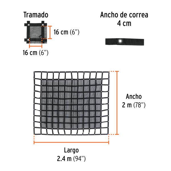 Red de carga 2.44 m x 2.05 m para camioneta, 3.5 Ton, Truper