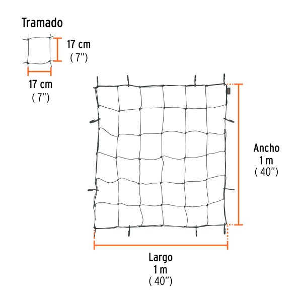 Red de carga porta equipaje de 1 m x 1 m, TRUPER