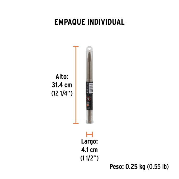 Cincel plano delgado SDS Plus 3/4" x 10", Truper