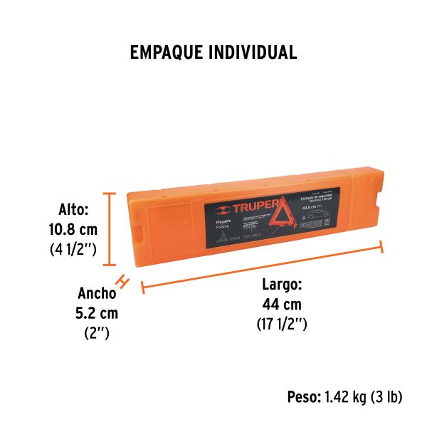 Triángulo de seguridad, 17", con estuche plástico, TRUPER