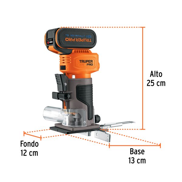 Router (Rebajadora) 1/4", 1 batería 4 Ah, TRUPER PRO