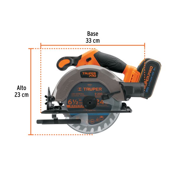 Sierra circular 6-1/2", 20V, 1 batería 4Ah, TRUPER PRO