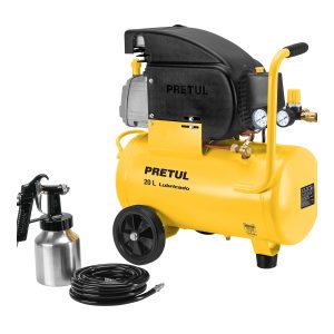 Kit Compresor lub, 20L, manguera y pistola baja,127V, PRETUL
